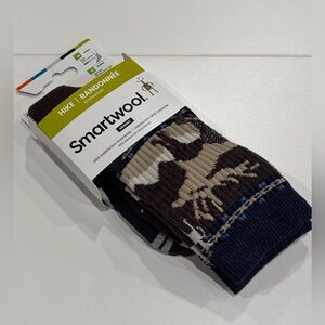 Smartwool Men's Medium Hike Mountain Moose Crew Socks Navy NWT Light Cushion